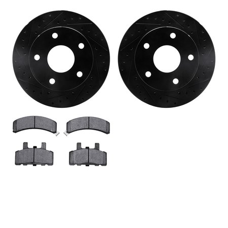 DYNAMIC FRICTION CO 8502-40037, Rotors-Drilled and Slotted-Black with 5000 Advanced Brake Pads, Zinc Coated 8502-40037